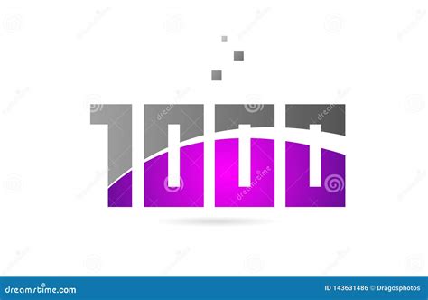Pink Grey Number 1000 For Logo Icon Design Stock Vector Illustration