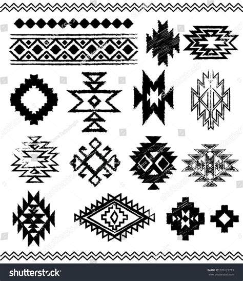 Hand Drawn Look Aztec Navajo Indian Vector Pattern Pages Native