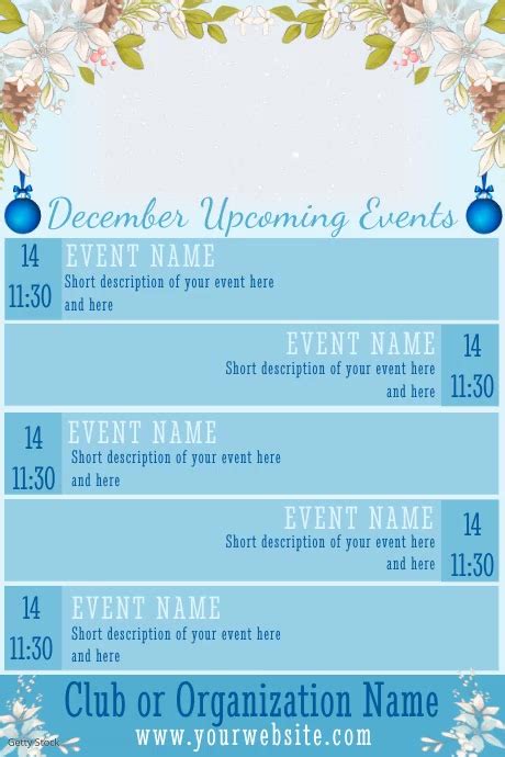 December Upcoming Events Video Calendar Template Postermywall