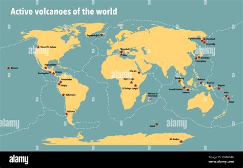 Mapa con los principales volcanes activos del mundo Fotografía de stock Alamy
