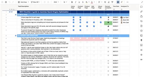 seo checklist template smartsheet