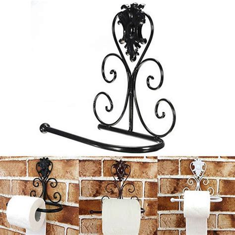 It is the perfect accent for my bathroom. Vintage Black Iron Toilet Paper Roll Holder Bathroom Wall ...