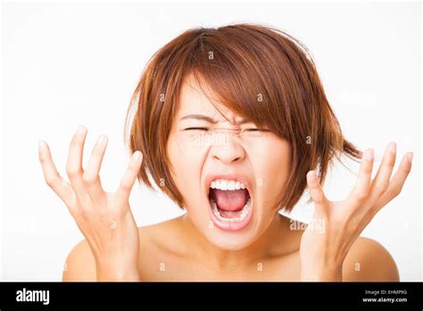 Closeup Stressed Young Woman And Yelling Screaming Stock Photo Alamy