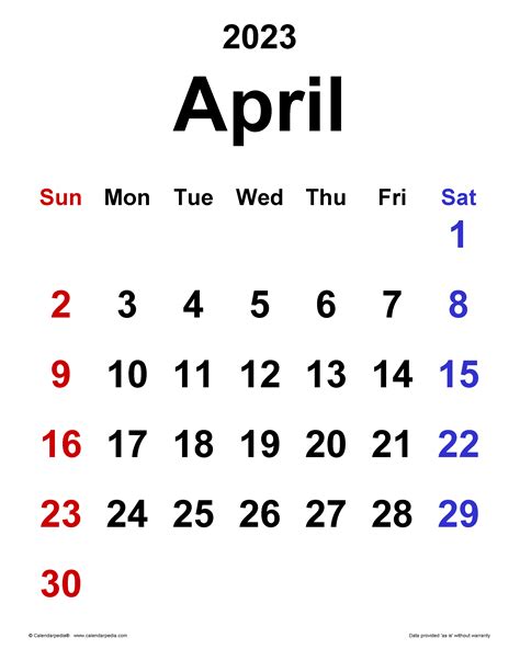 April 2023 Calendar Templates For Word Excel And Pdf