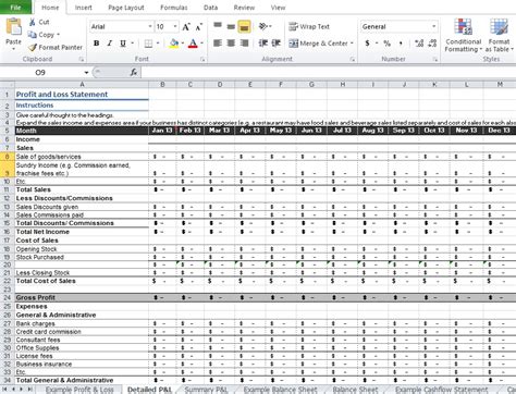 Restaurant Profit And Loss Excel Template