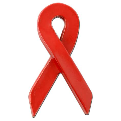 Red Ribbon Metal Lapel Pin Aids Awareness