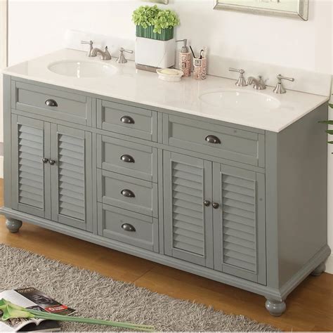 With that said, there are a wide range of double sink vanity sizes including over 80 inch. 62" Vintage Gray Cottage Look Double Sink Bathroom Sink Vanity