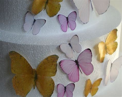 Edible Butterfly Cake Decorations Pink And Metallic Gold Etsy
