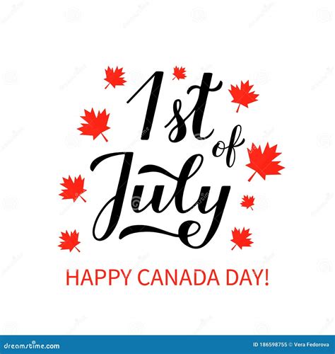1st Of July Happy Canada Day Typography Poster Calligraphy Hand