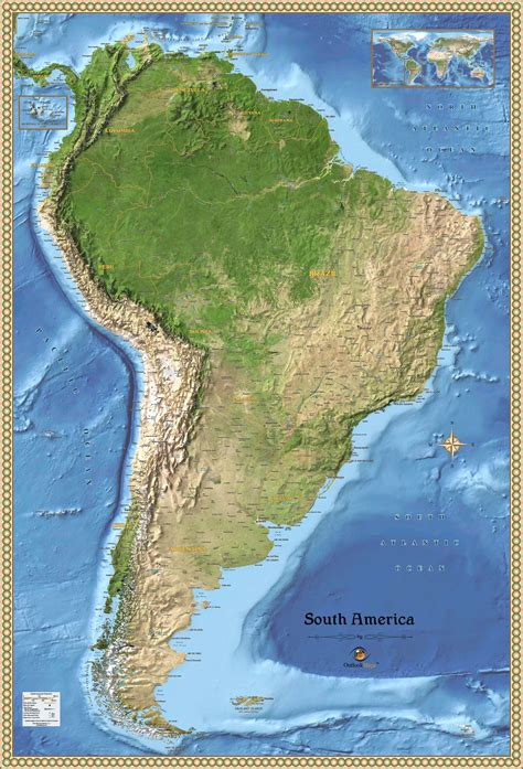 South America Satellite Wall Map By Outlook Maps Mapsales Gambaran