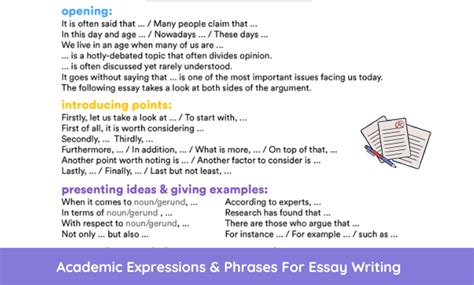 Useful Academic Expressions And Phrases For Essay Writing