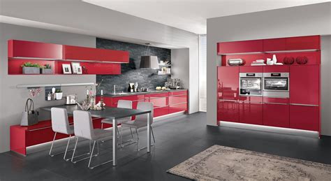 This Kitchen In Red High Gloss Lacquered Laminate Is A Clear