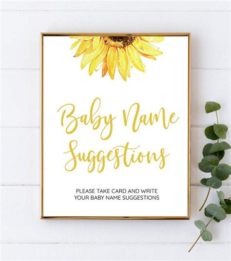 Sunflower Baby Name Suggestions Sign 009 Etsy