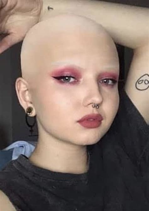 Girls With Shaved Heads Shaved Head Women Shave Eyebrows Shave Her Head Alt Makeup Bald