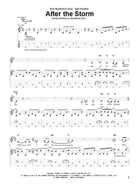After The Storm Sheet Music Mumford And Sons Guitar Tab