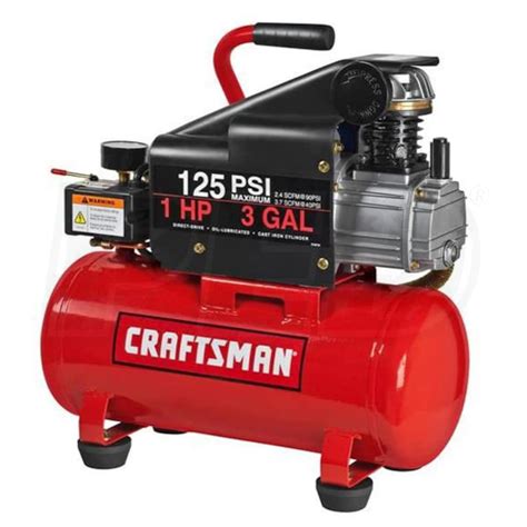 Craftsman 15310 1 Hp 3 Gallon Horizontal Air Compressor With Hose And