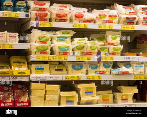 Cheese In Plastic Packaging In Tesco Supermarket Uk Stock Photo Alamy