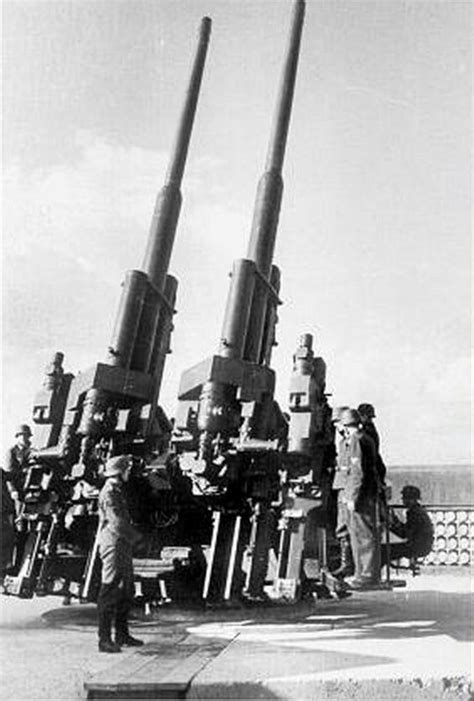 One Of Four 128 Mm Flak 40 Zwilling Anti Aircraft Twin Guns On The