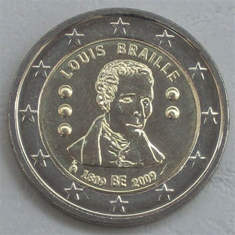 2 Euro Gedenkmünze Belgien 2009 Louis Braille Unz Wesermünze