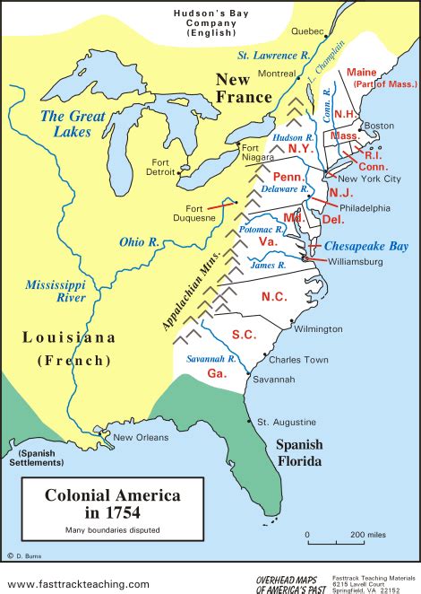 Map Colonial America In 1754 British 13 Colonies Ancestry Colonial