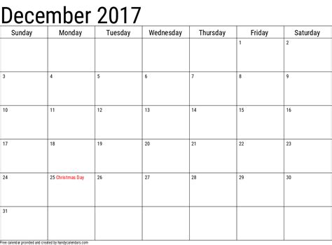 December 2017 Calendar With Holidays Handy Calendars
