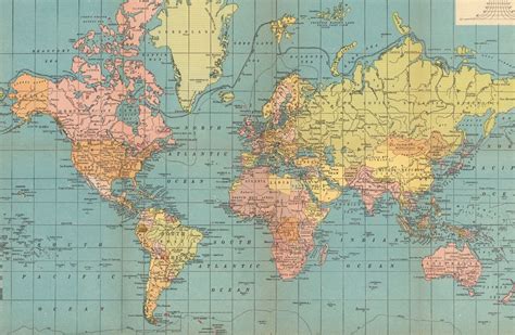Antique Digital World Map Poster Printable Nursery Room Atlas Etsy