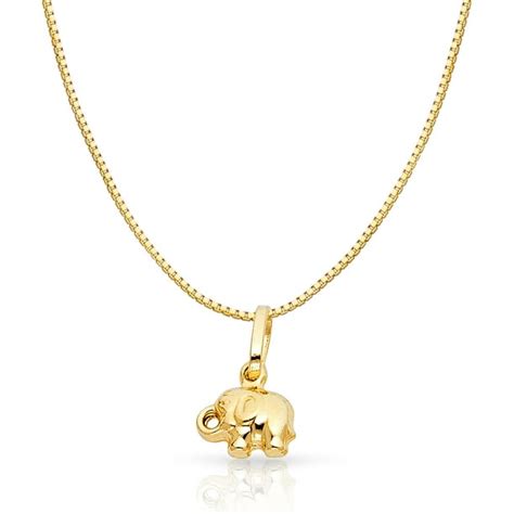 Ioka 14k Yellow Solid Gold Elephant Strength And Luck Charm Pendant