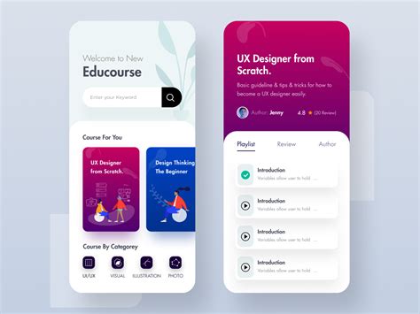 Online Course & Educational App UI | App ui design, Mobile app design