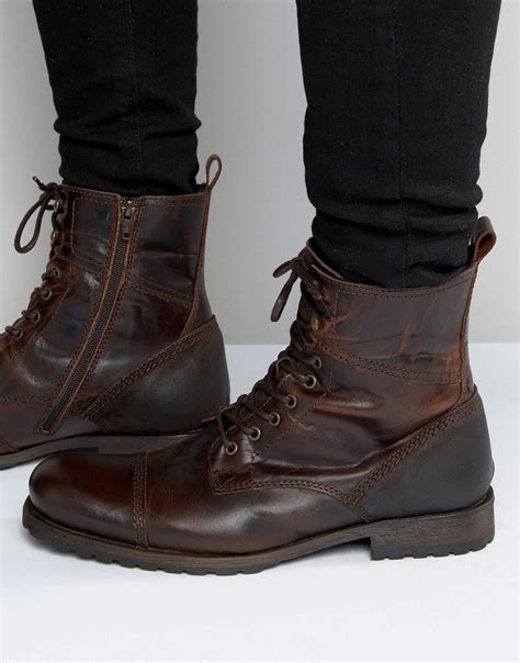 Aldo Graegleah Military Boots In Brown Leather Brown For Men Lyst