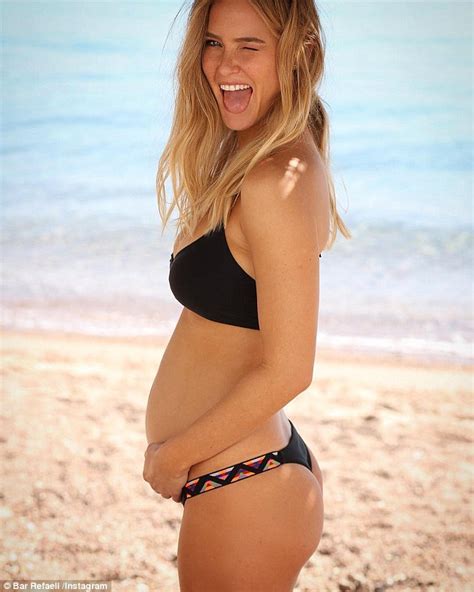 Bar Refaeli Flaunts Her Baby Bump In Black Bikini For Instagram Snap Daily Mail Online