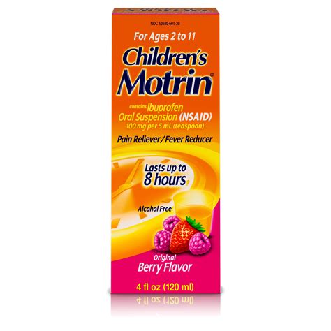 Childrens Motrin Ibuprofen Kids Medicine Berry Flavored 4 Fl Oz