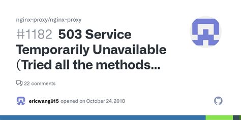 503 Service Temporarily Unavailable Tried All The Methods But Still