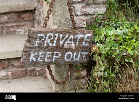 A Wooden Keep Out Private Sign Stock Photo Alamy