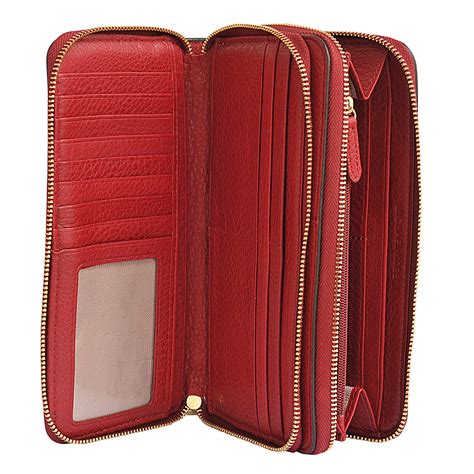 Michael Michael Kors Leather Adele Double Zip Wallet In Red Lyst