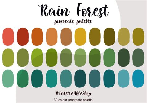 Rain Forest Procreate Color Palette Ipad Color Palette Etsy