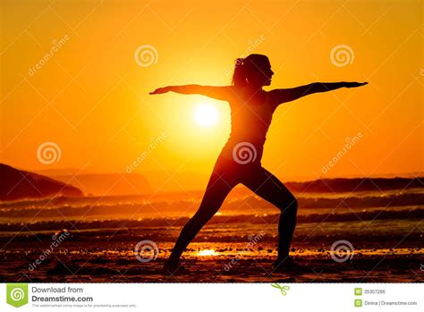Yoga And Relax On Beach At Sunset Stock Photo Image Of