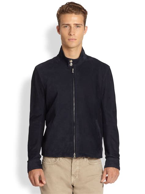 Lyst Vince Harrington Suede Jacket In Blue For Men