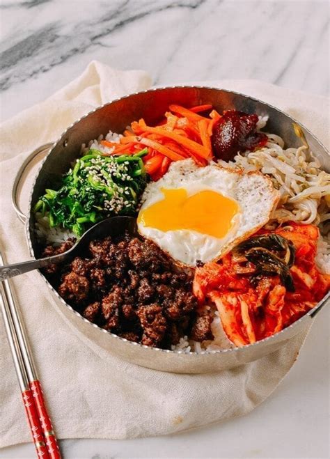 Stir together all marinade ingredients to dissolve sugar, pour over sliced meat and stir to combine. Easy Korean Beef Bibimbap Recipe - The Woks of Life