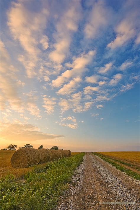 Hay Bales and Country Road at Sunset in Nebraska Photograph | Scenic, Landscape, Nature ...