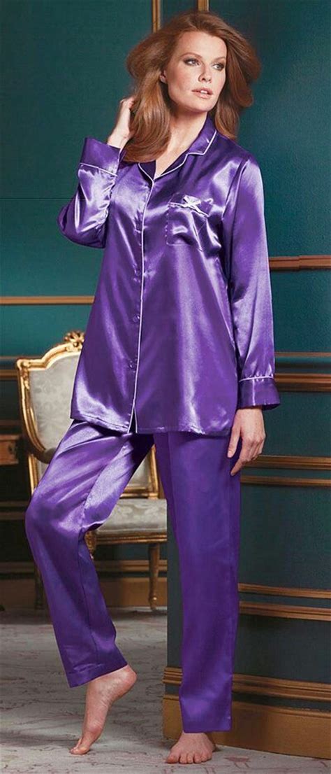 Purple Shiny Shiny Satin Pjs Satin Pajamas Satin Pyjama Set
