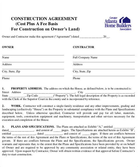 Residential Construction Contract Template Free 40 Great Contract