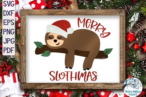 Merry Slothmas Svg Christmas Sloth Svg 1089450 Illustrations