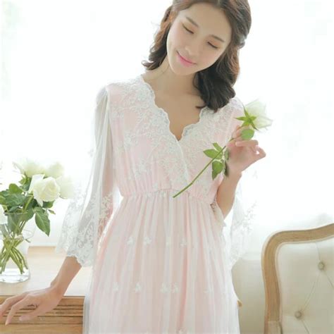 Vintage Nightgown Sleepwear Pregnant Women Nightgown Lace Lace