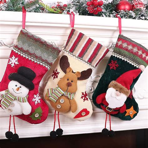 3 pcs christmas stockings santa claus snowman and reindeer for xmas fruugo no
