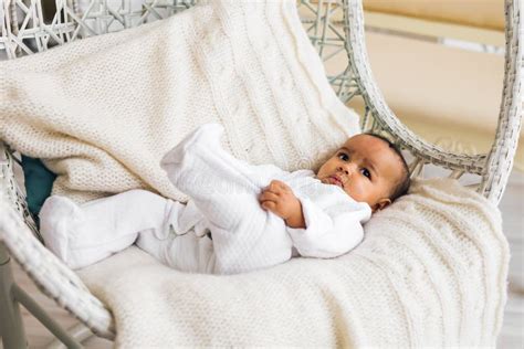 Adorable Little African American Baby Boy Smiling Black People Stock