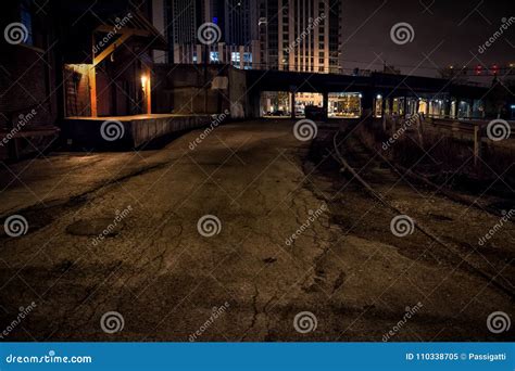 Industrial Vintage Warehouse Alley Dock At Night Stock Image Image
