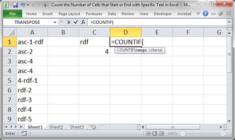 Count The Number Of Cells That Start Or End With Specific Text In Excel