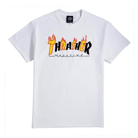 Thrasher Flame Mag T Shirt White Boardworld Store