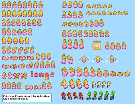 Princess Peach Sprite Sheet Super Mario Bros Gx By Asylusgoji On