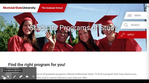 Program Finder Tutorial The Graduate School At Montclair State Youtube